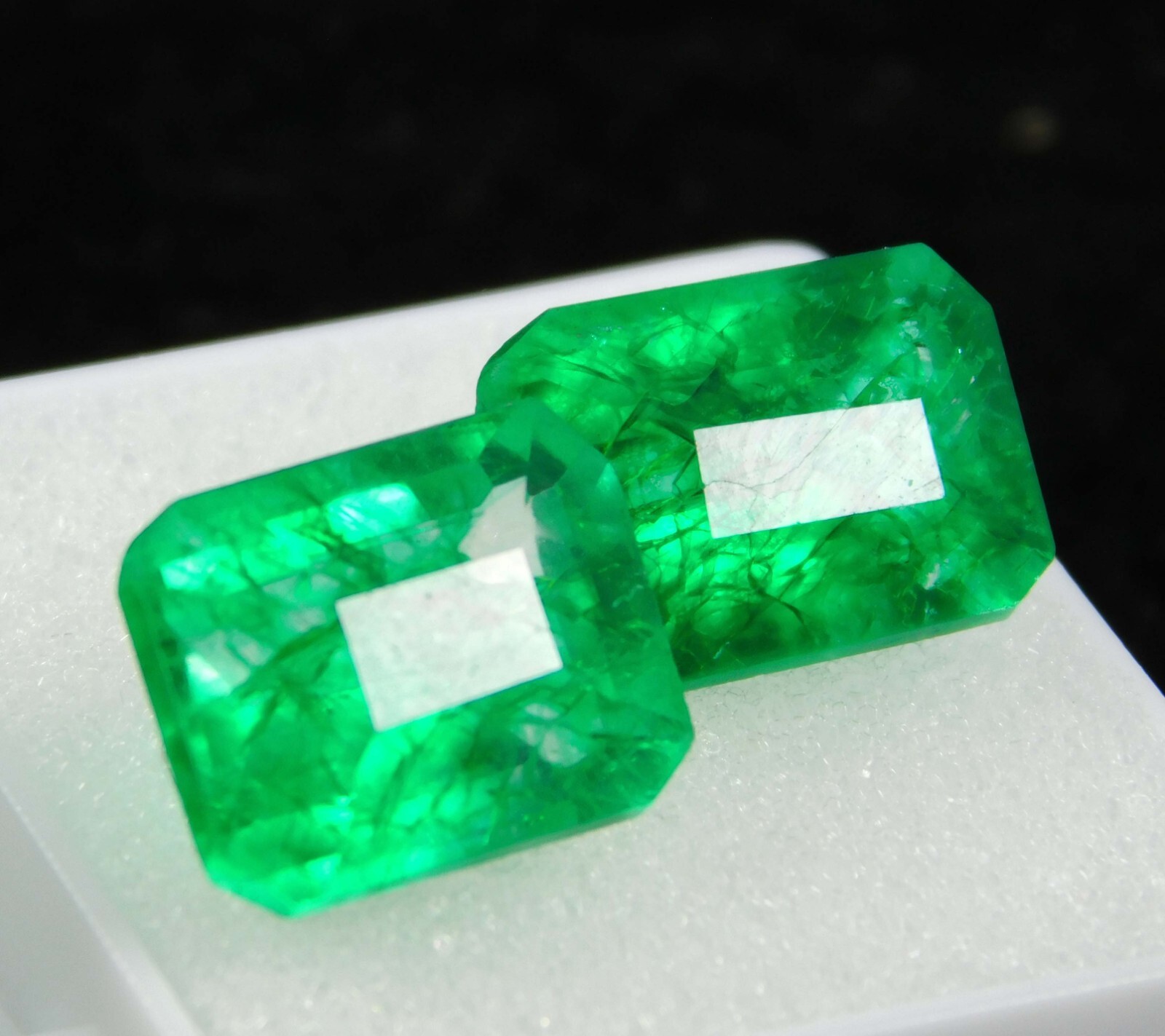 Natural Colombian Green Emerald 12.40 Ct Emerald Cut Certified Loose Gems (Pair)