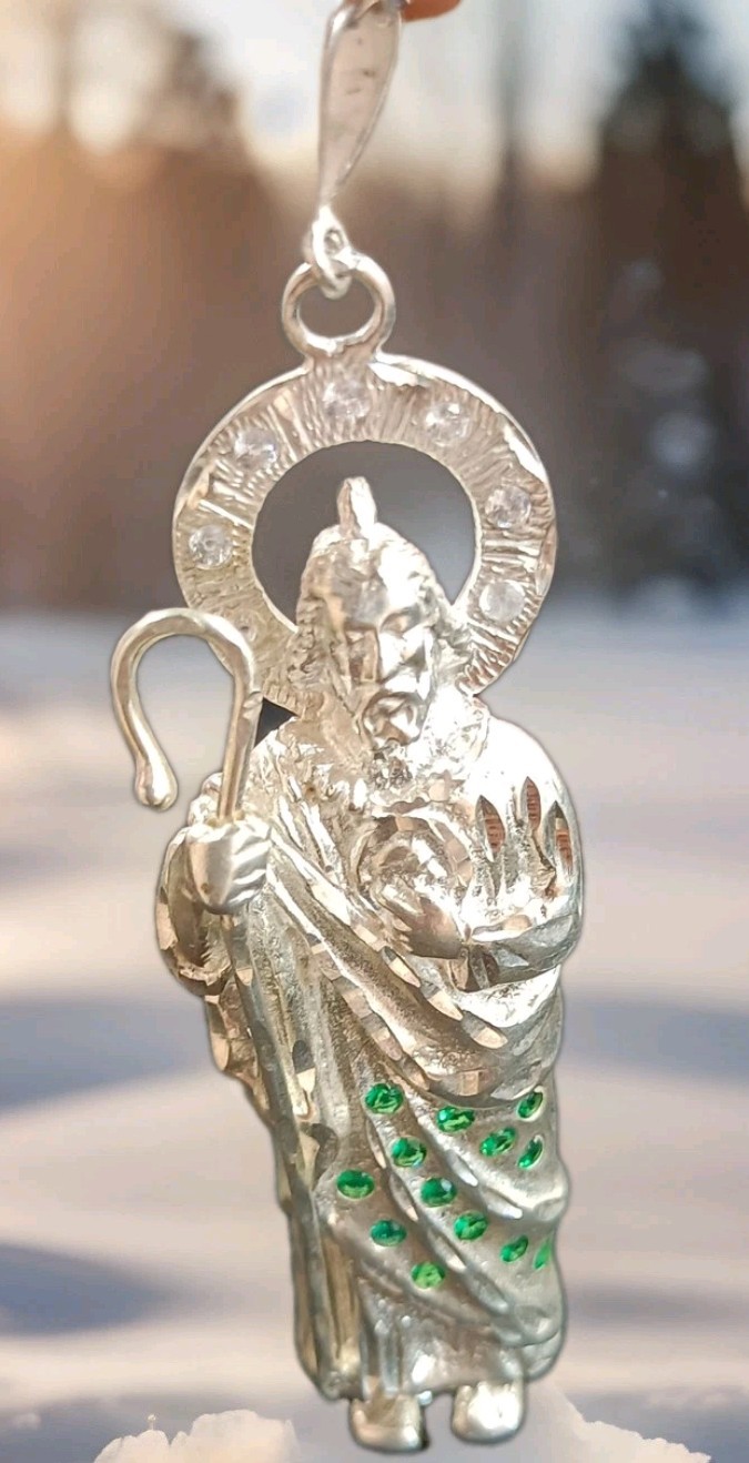Dije San Judas Tadeo Grande Plata Mexicana 925 Sterling Silver Saint Jude