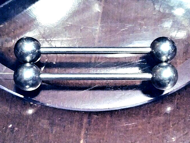 BARBELL PAIR, GAUGE 14 x 25 x 6 MM BODY PIERCING JEWELRY SURGICAL STEEL 316L NEW