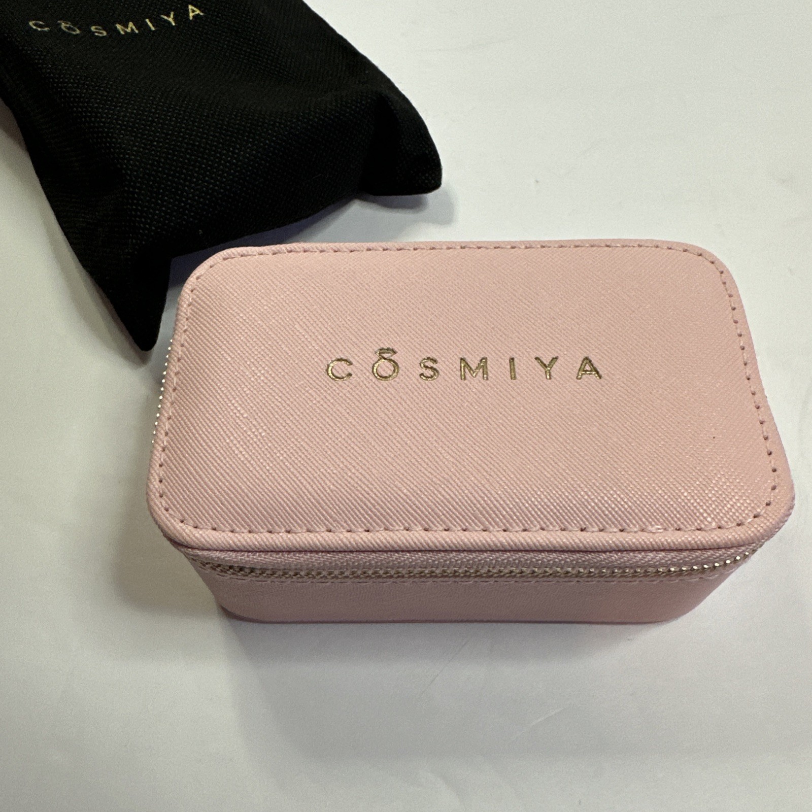Cosmiya Small Luxury Vegan Leather Pink Travel jewelry Box