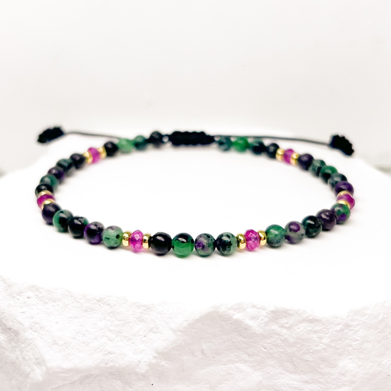4mm Ruby Zoisite and Pink Jade Bead Anklet, Chakra Healing, Spiritual Growth