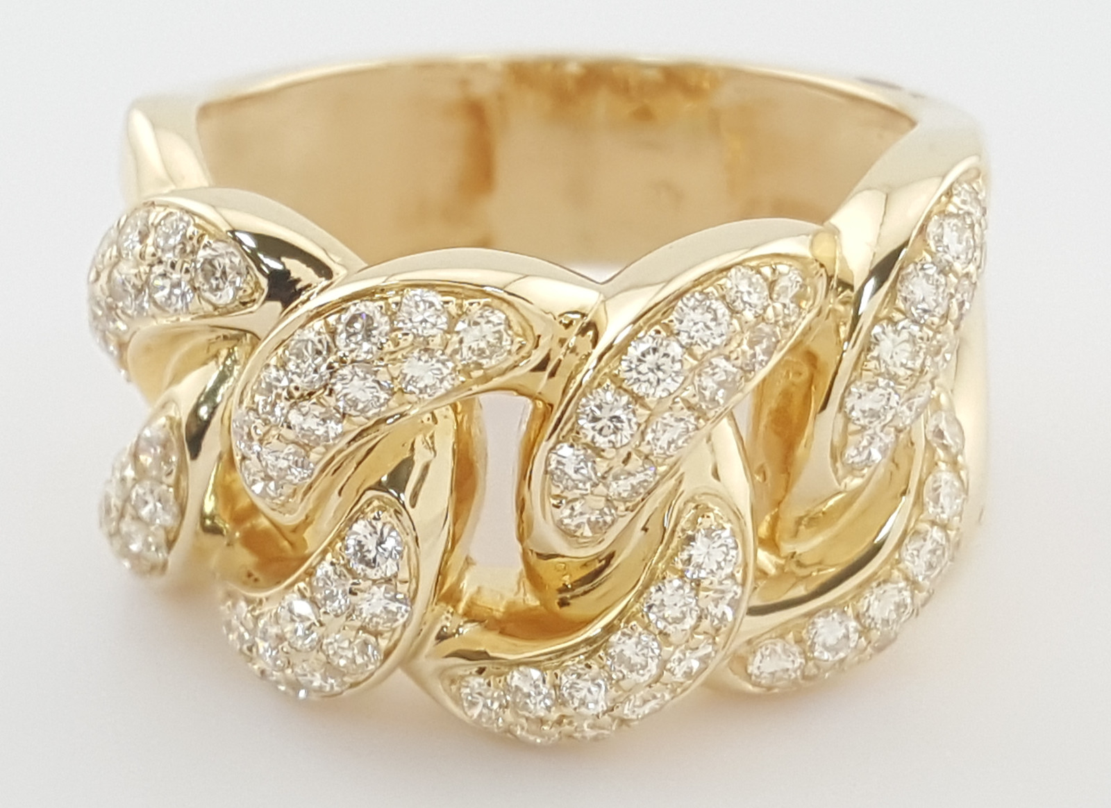 Diamond Cuban Link Gent’s Ring 1.3 ct 14k Yellow Gold 8.8 Grams