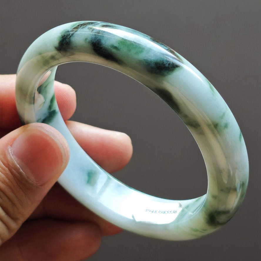 57mm Certification Grade A Green Burma Natural Jadeite Jade Bracelet Bangle8603
