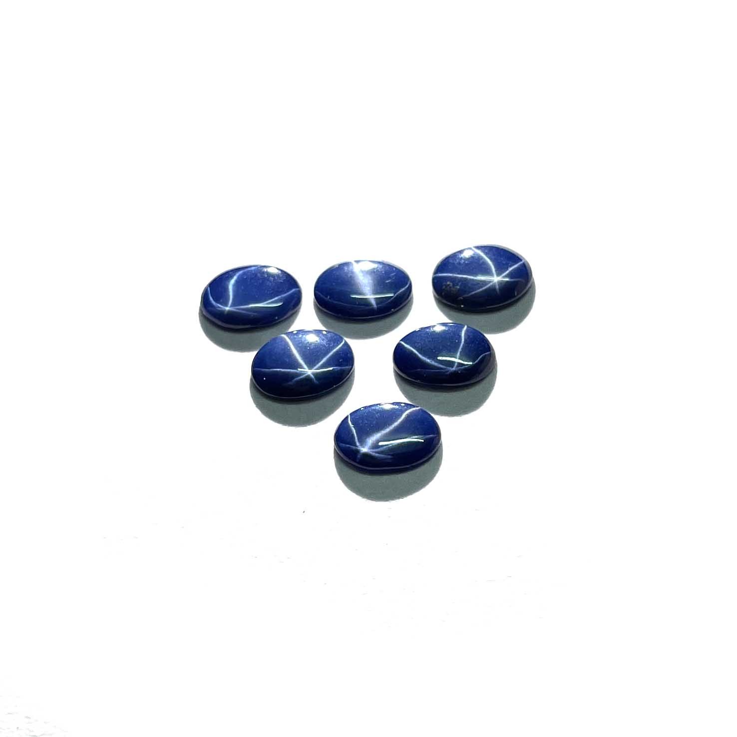 Diffused Star Blue Sapphire Oval Cabochon Loose Gemstone 12 Pcs 5*7 MM 7.5 CT