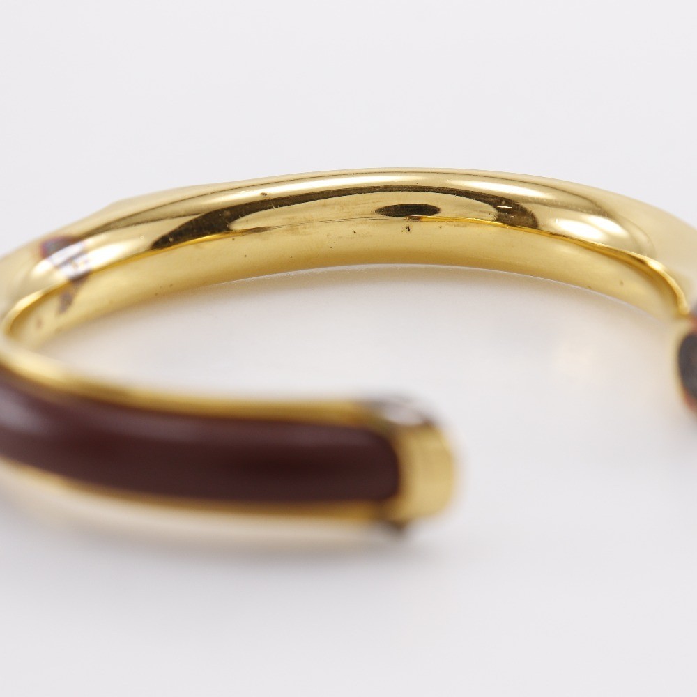 HERMES Bangle vintage Brown Plated Gold/leather 36.3g Women