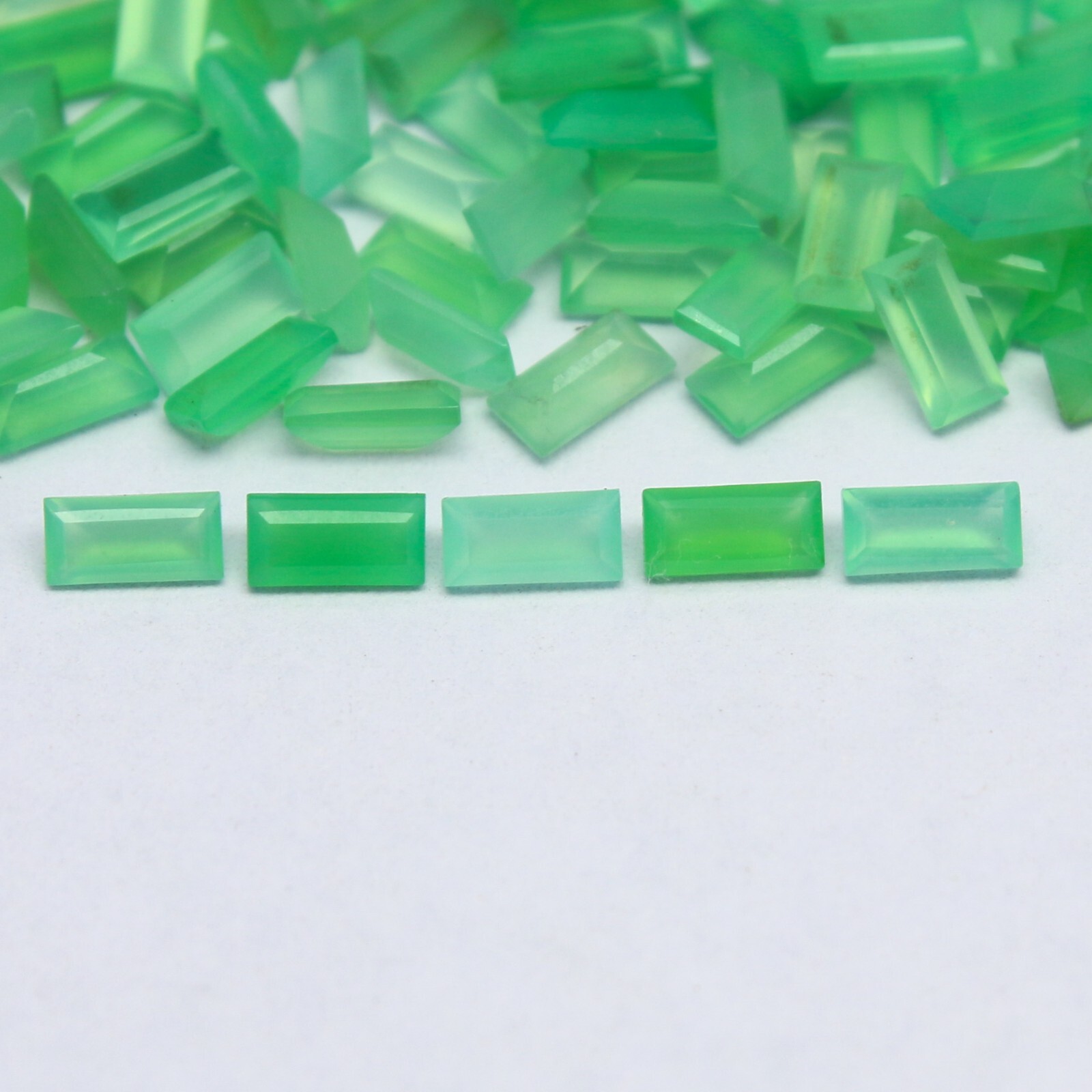 Natural Chrysoprase Lot 4×2 MM Baguette Shape Faceted Gemstone Lot