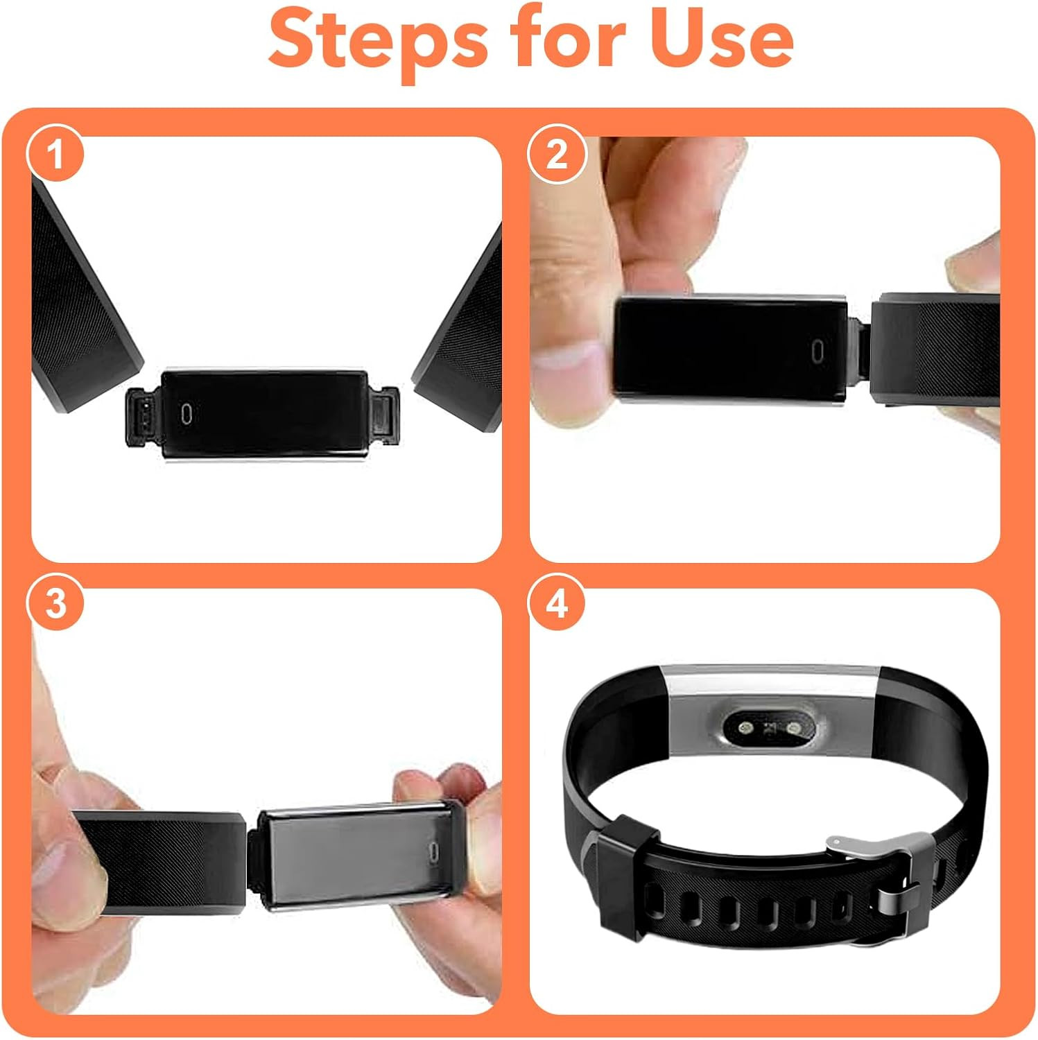 Wrist Bands Replacement for ID115Plus HR, Black Fitness Watch Wristbands Set for