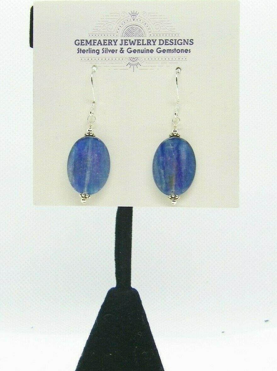 Sterling Silver Natural KYANITE Gemstone Dangle Earrings #2279…Handmade USA