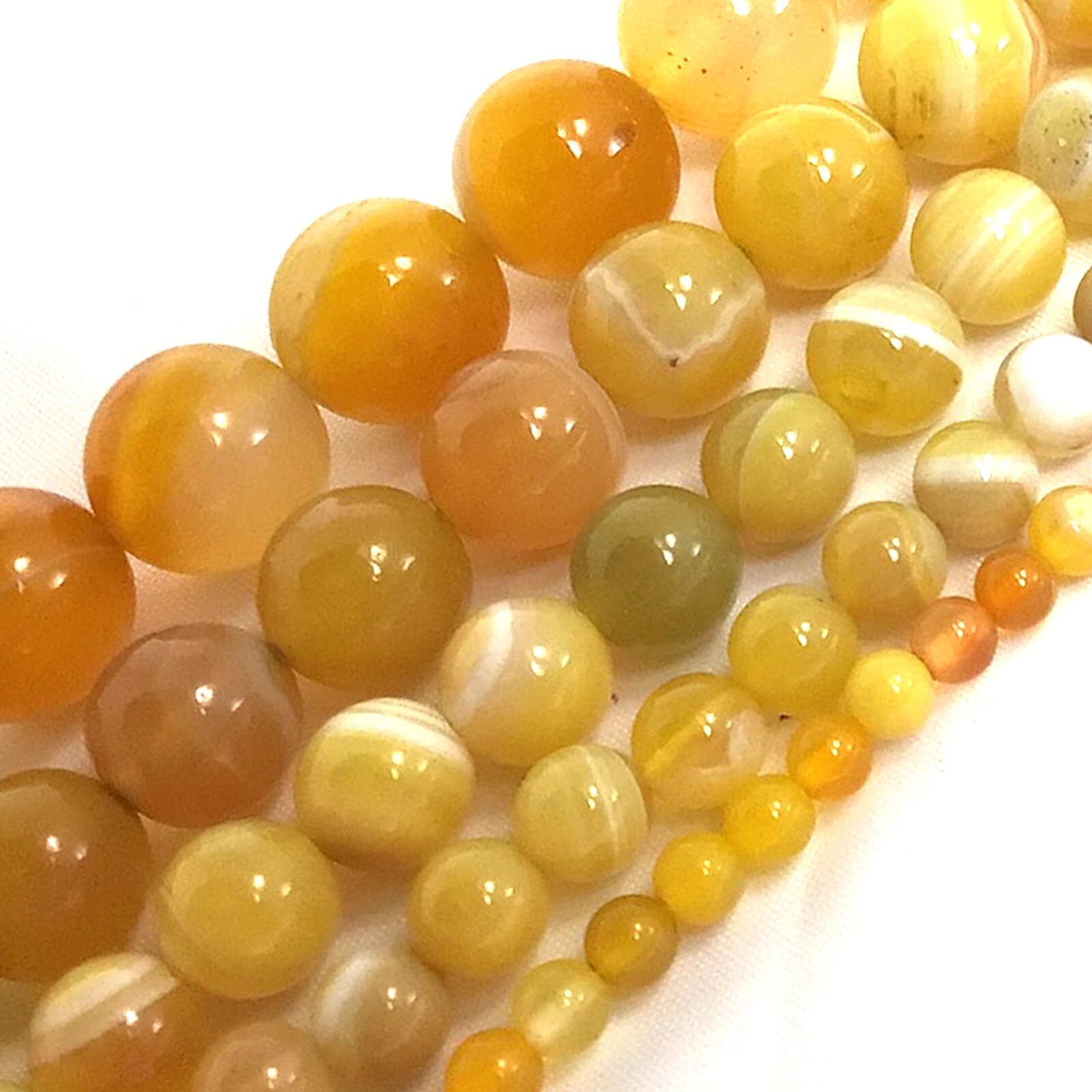 Natural Gold Yellow Stripe Agate Round Bead 15″ Jewelry Making Gemstone Bead