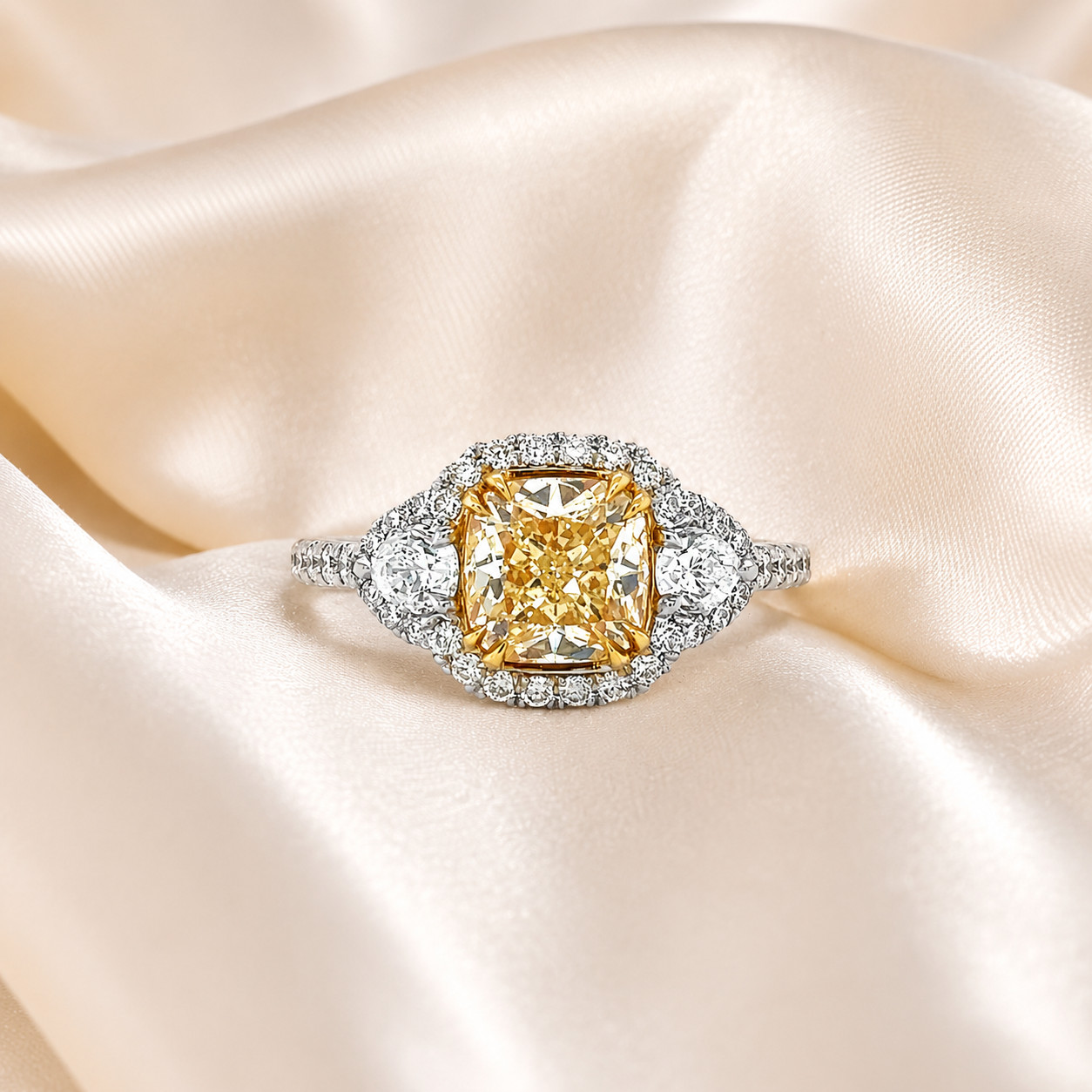 Approx 2.52 cttw GIA Fancy Light Yellow Natural Diamond Ring 18K White Gold
