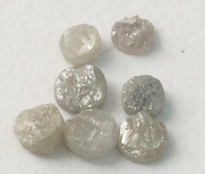 5-5.5mm, Grey White Rough Diamond Discs, Diamond Tyre, 1Pc, Diamond Studs
