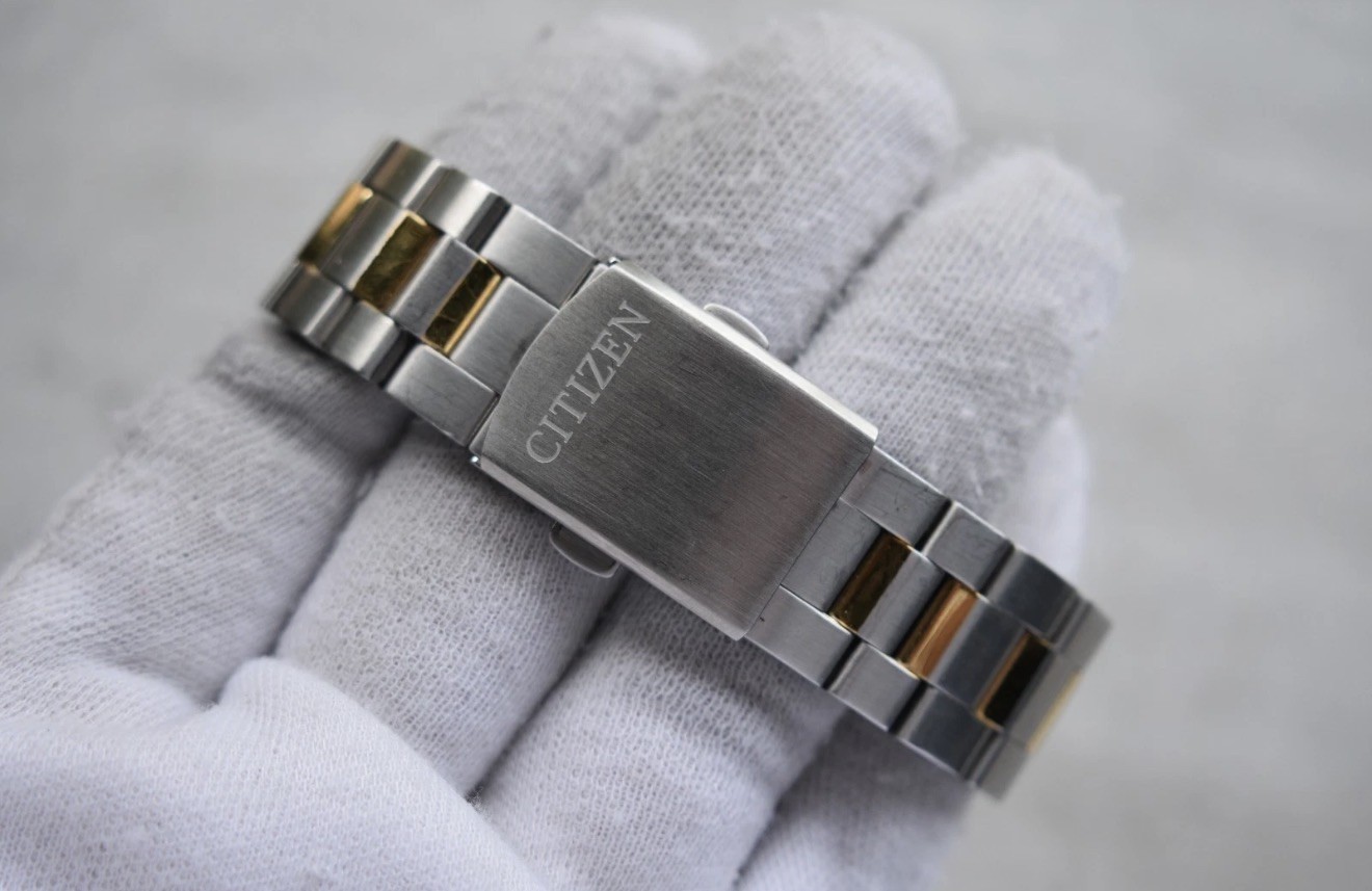 Citizen Quartz Two Tone Men’s Solar Quartz Bracelet Watch Black Dial Day Date