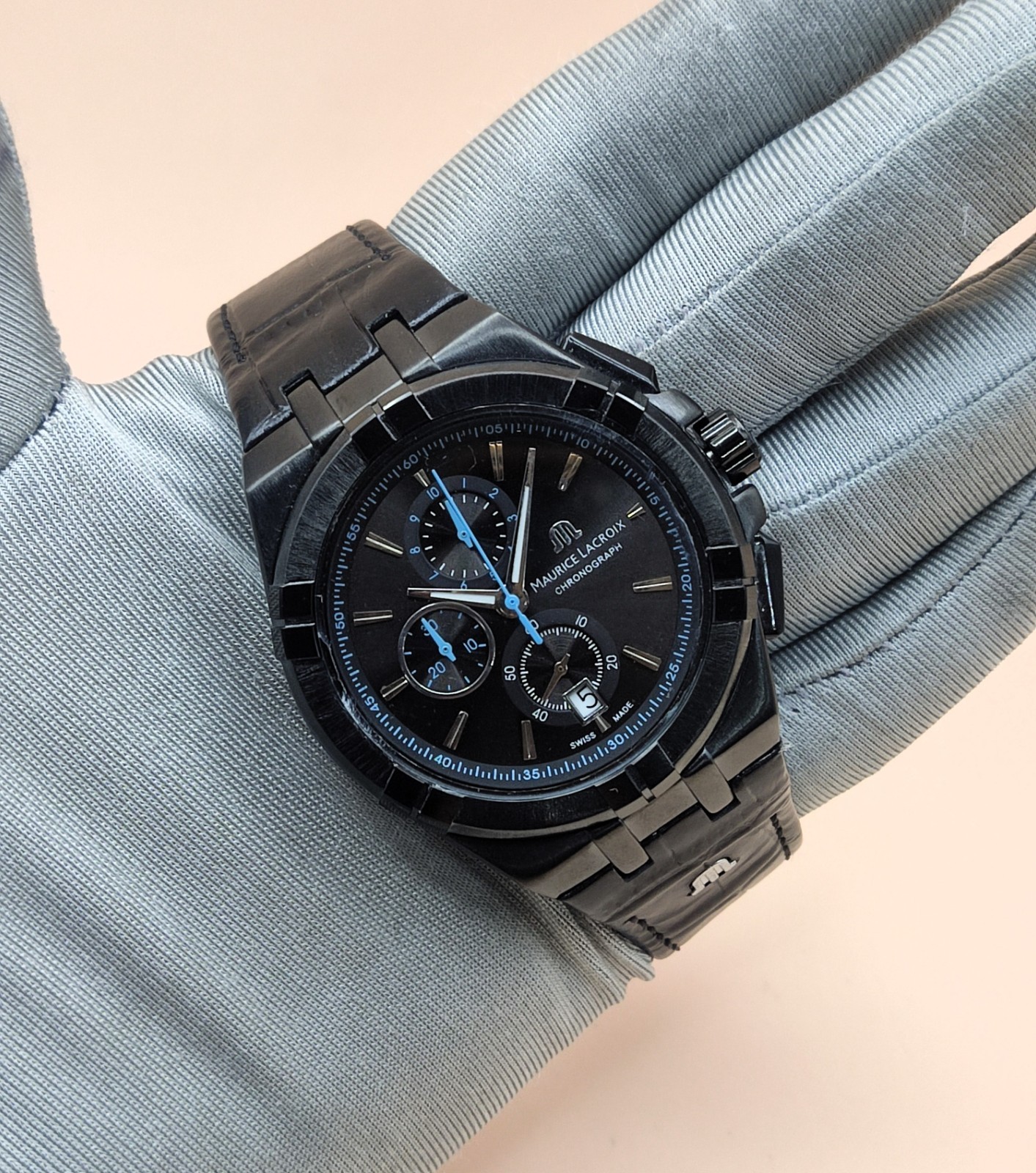 Premium Maurice Lacroix Date Indicator Black Dial Refurbished Men’s Wrist Watch