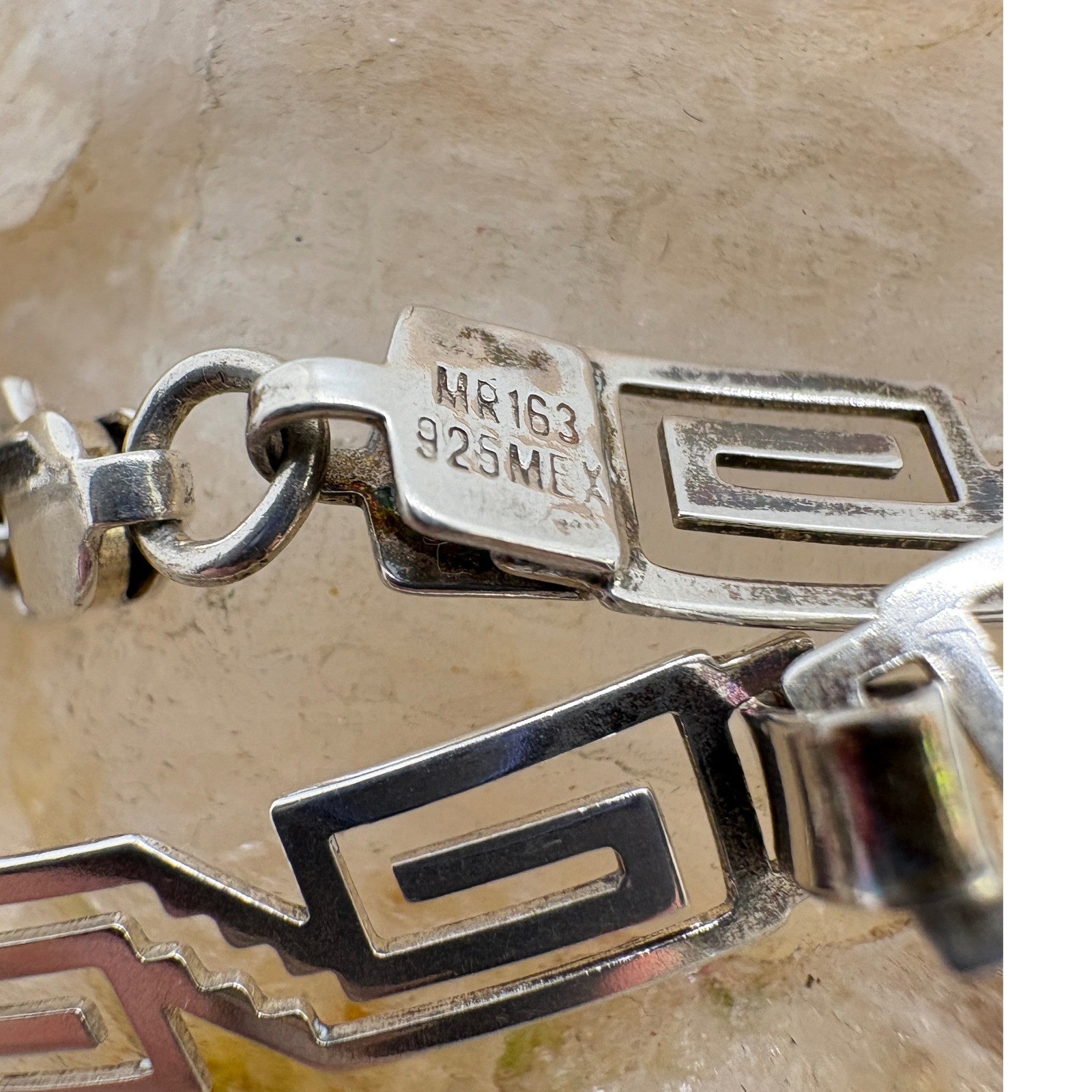 Vintage Mexico Sterling Silver Greek Key Meander Necklace Bracelet Set MR163 925