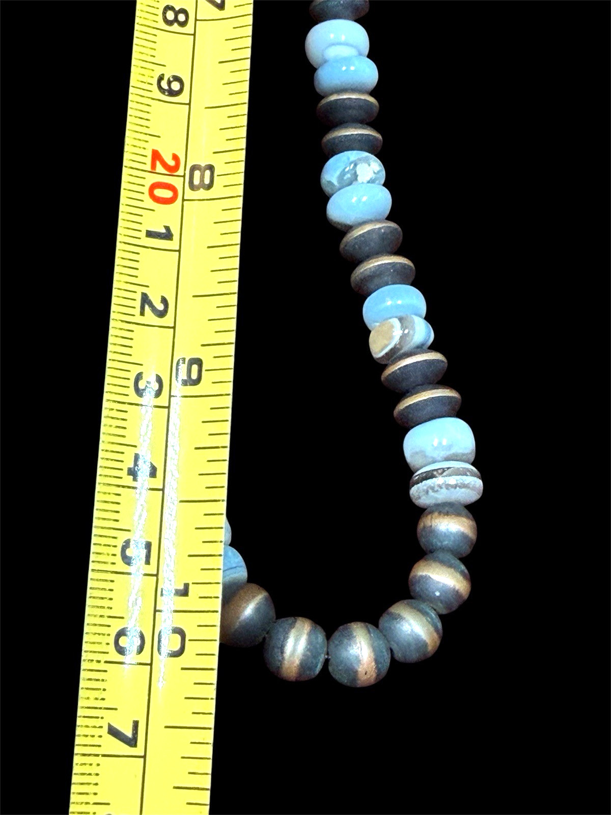 Handmade Southwestern Copper Saucer Pearl Blue Opal Necklace 17-20″ Artisan