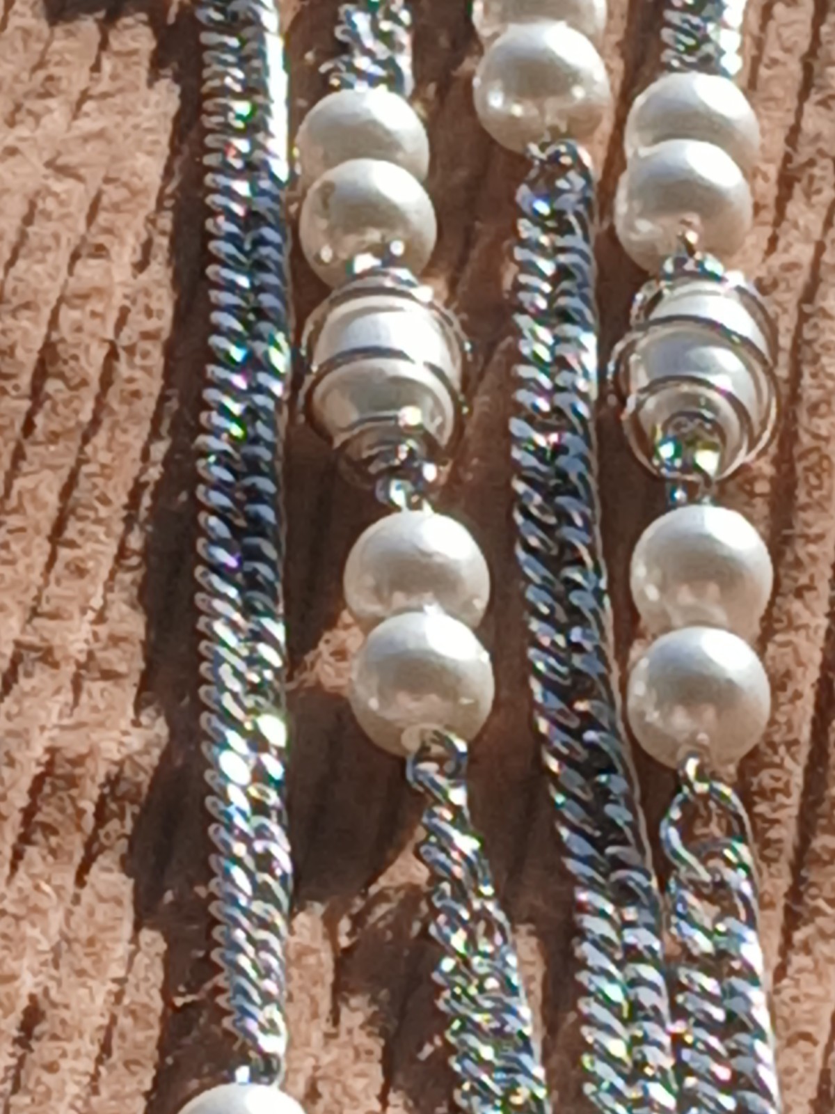 Vintage High Quality Chain Faux Pearl Necklace 24″ Nice