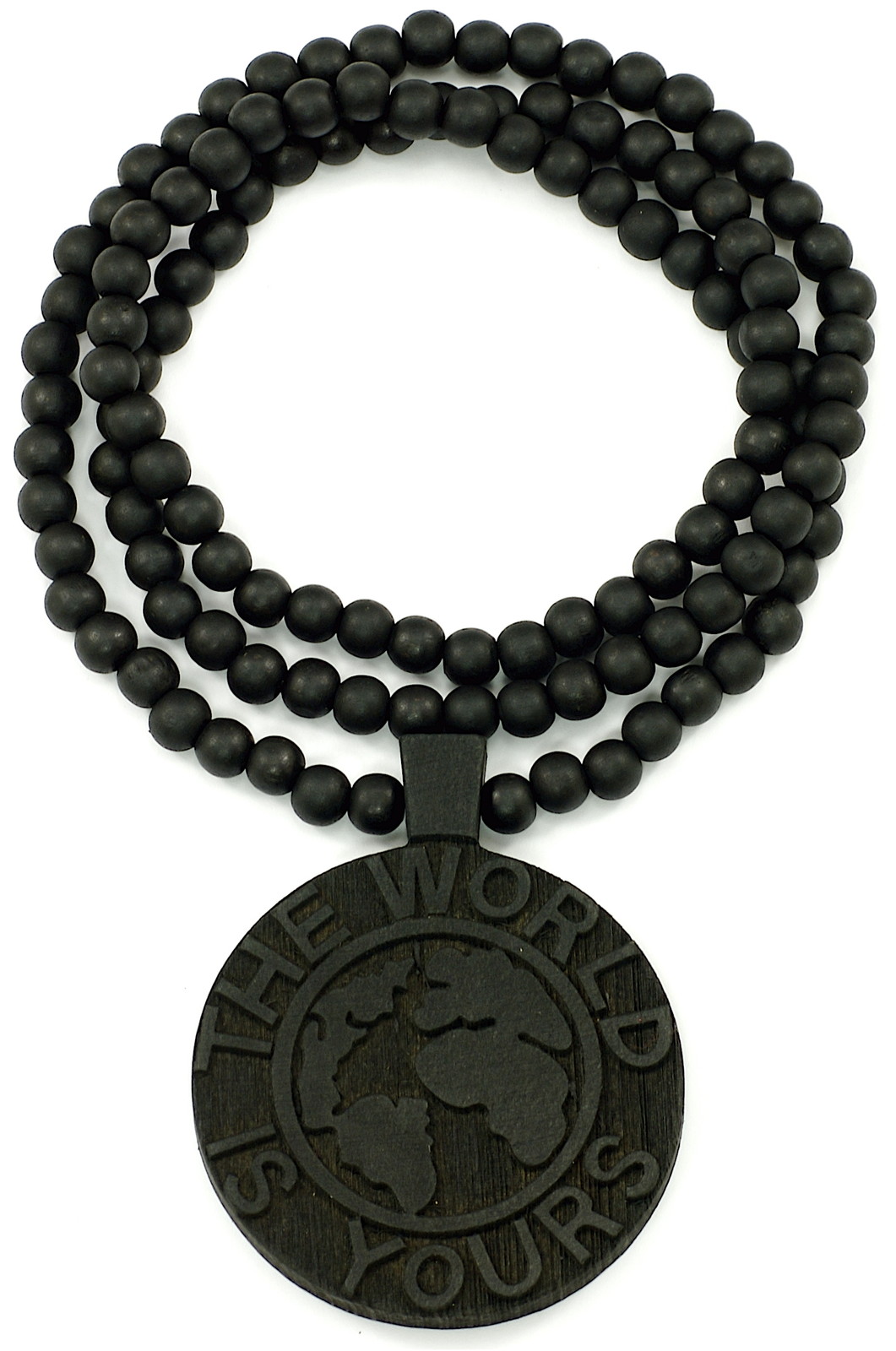 The World Is Yours Necklace New Good Wood Style With 36 Inch Wood Bead Chain