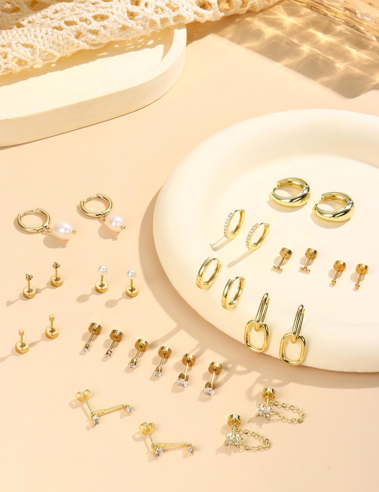 Flat Back Earrings for Women Hypoallergenic Surgical Steel Earrings for Sensi…