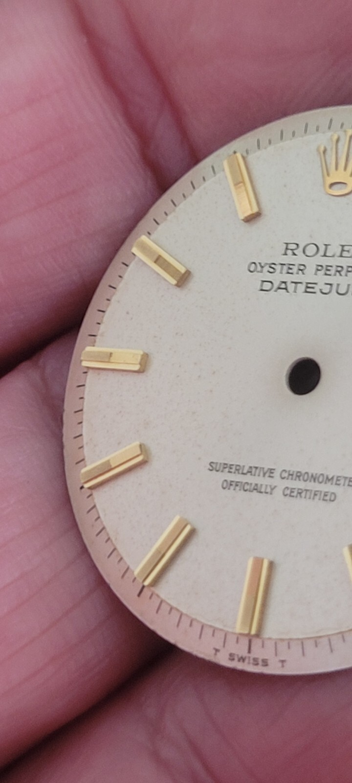 Rolex 100% genuine pie pan 36 mm non quick set 1601 dial silver rare markers!
