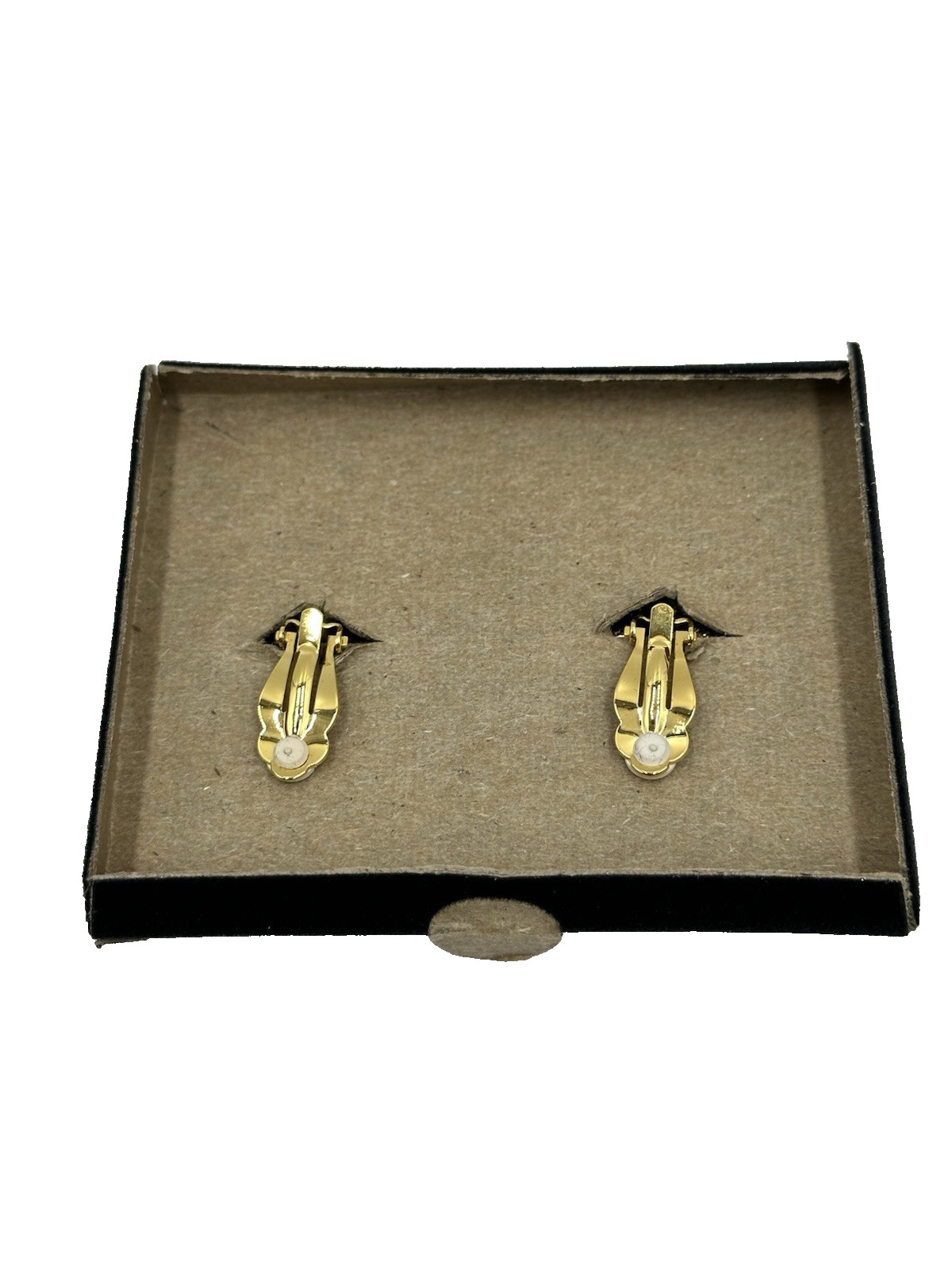 Bob Mackie Art Deco Red Black Yellow/Gold Enamel Clip On Earrings