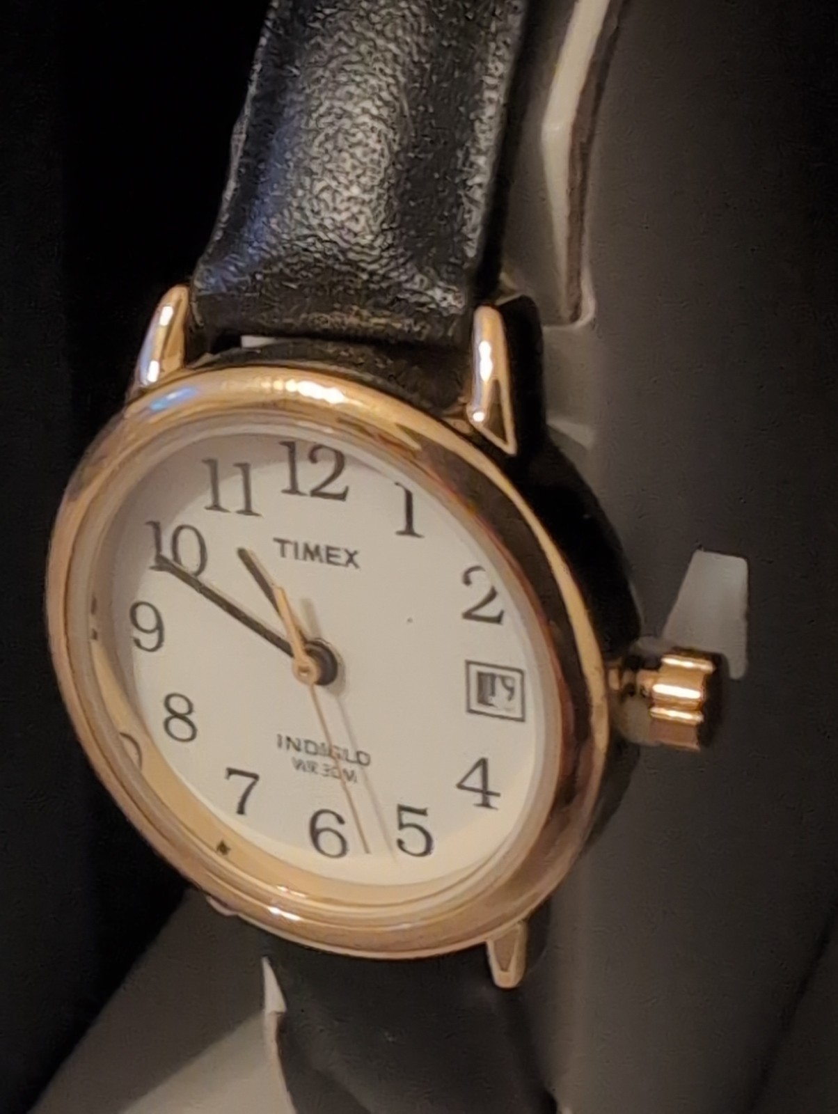 Timex® Women’s Leather Watch Gold and Black Leather – T2H341- New!!
