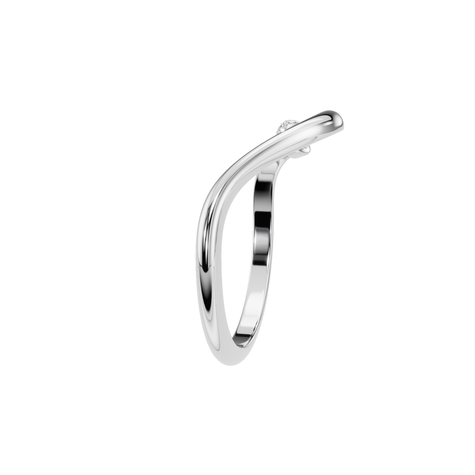 V Shape Lab Diamond Ring 14K Rose Gold D-F- VVS Chevron Stackable Wedding Band
