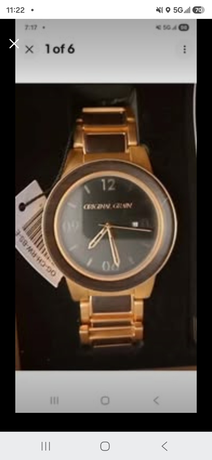 Original Grain Mens Classic Watch Gold Metal Band Wood Grain Dial Brown Bezel
