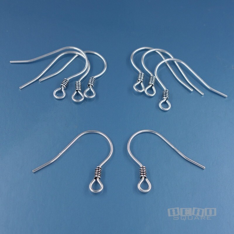 8 Sterling Silver Oxidized Coil French Hook Ear Wire Earrings w/Open Loop #33581