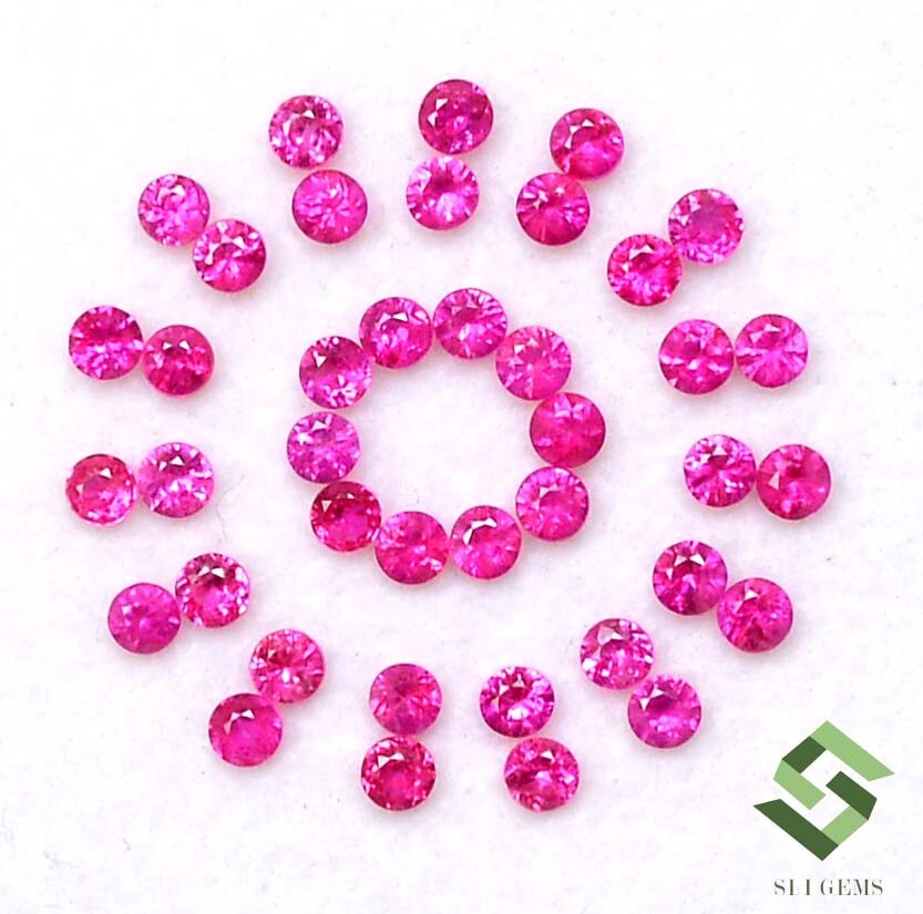 2.50 mm Natural Ruby Round Diamond Cut Lot 40 Pcs 3.06 CTS Loose Gemstones