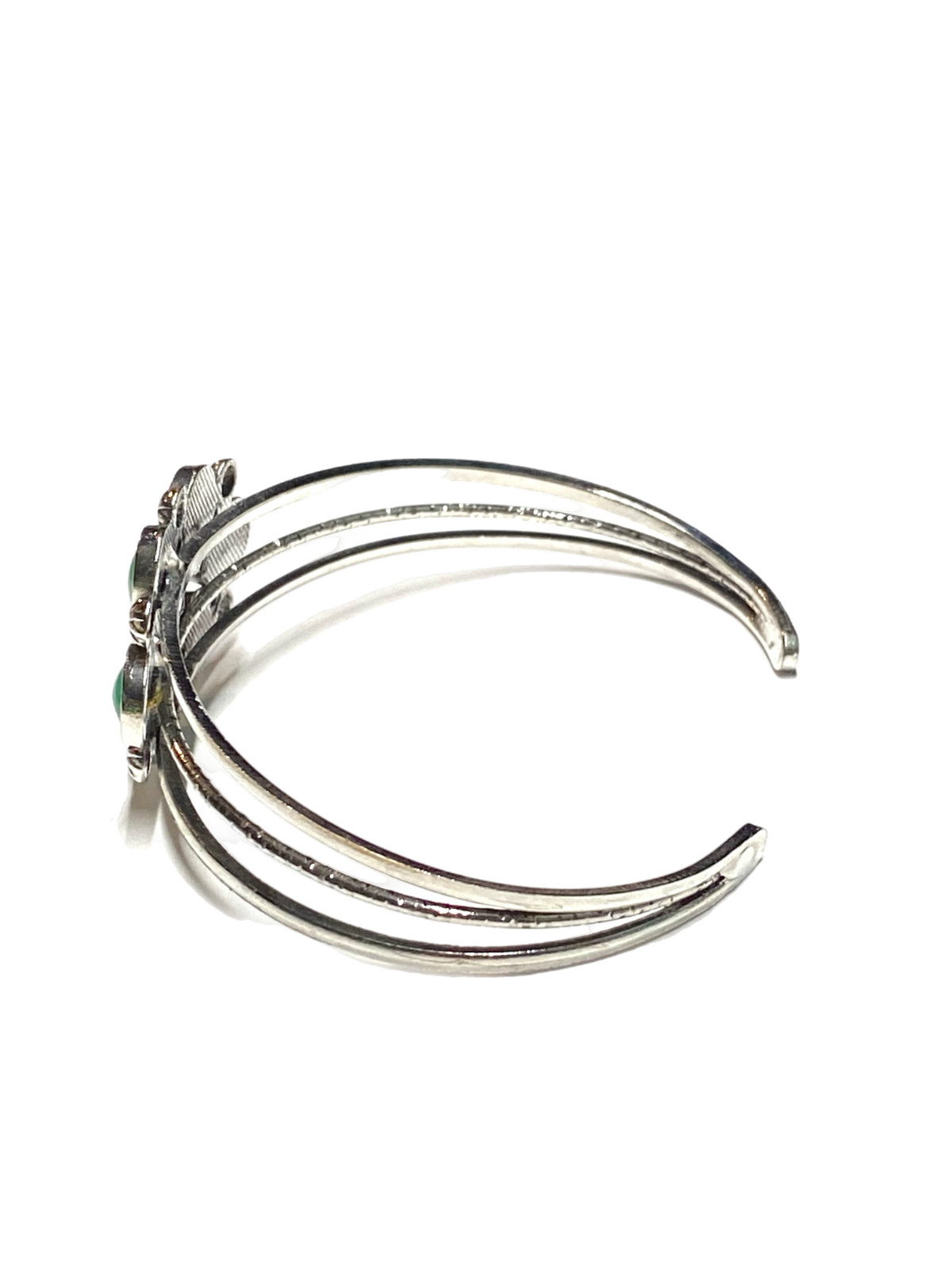 Paparazzi Taj Mahal Meadow Green Cuff Bracelet Bangle Silver Tone 7” Fashion EUC