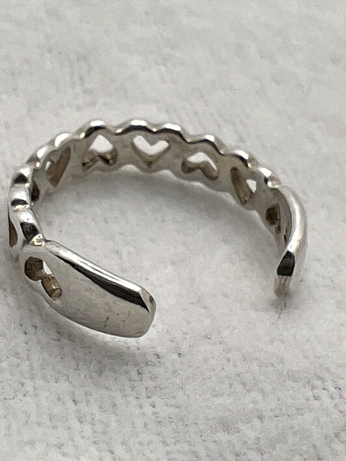 Sterling 925 Silver Adjustable Ring Size 1 – 4 Hearts Band 1.1 Gram 3mm