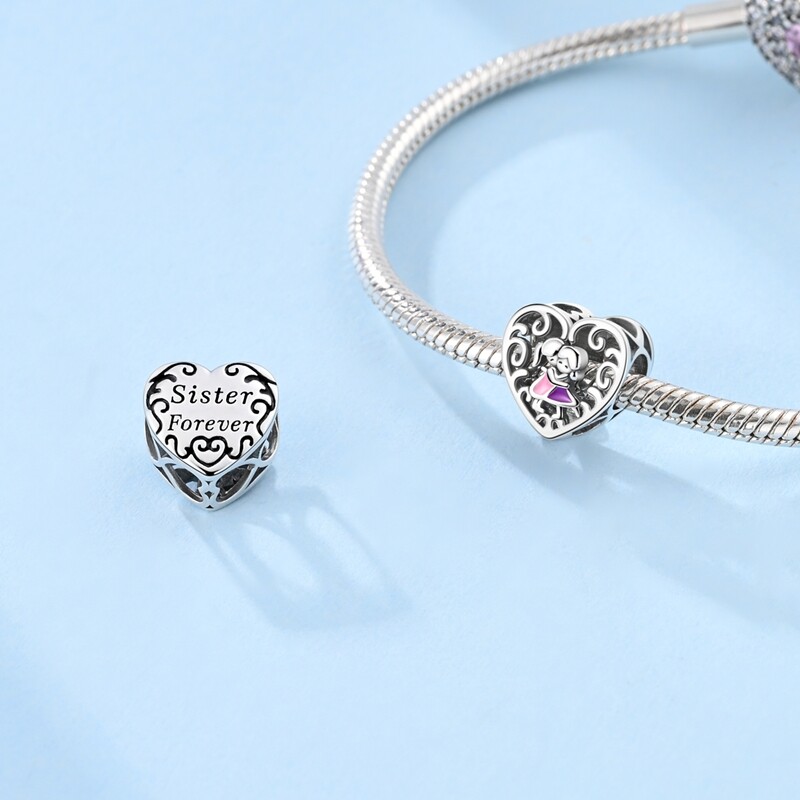 MULA 925 Sterling Silver Retro DIY Charm Forever Sisters For Women Bracelet