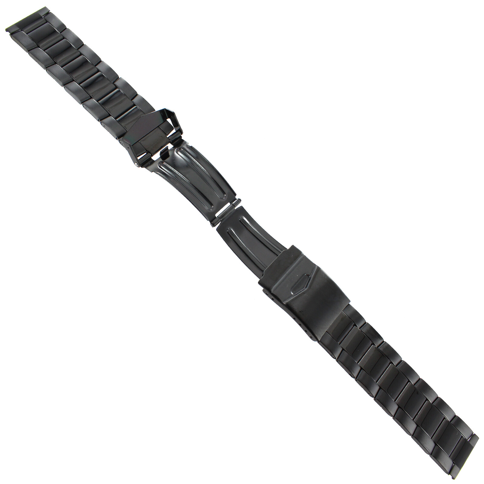 20mm deBeer Black PVD Stainless Fold Over Deployment Clasp Mens Band Long LM614