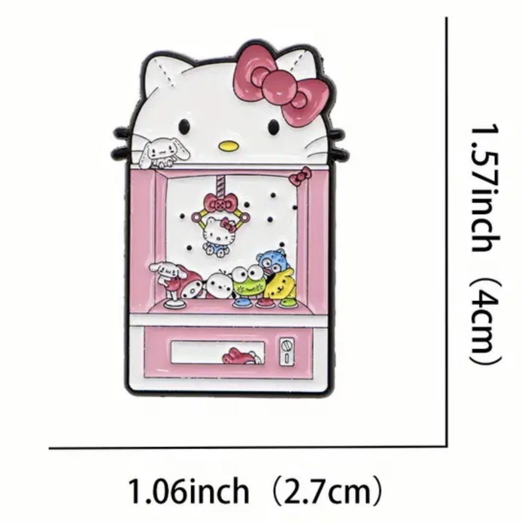 Pink Kawaii Claw Machine, Hello Kitty, Sanrio, Enamel, Zinc, Alloy, Pin, Brooch