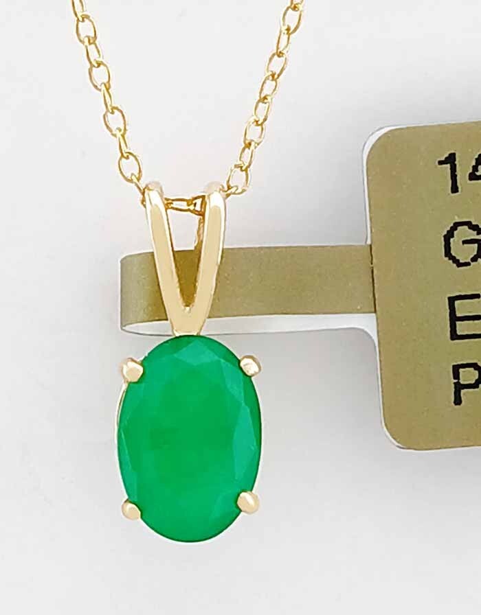 GENUINE 0.98 Cts EMERALD PENDANT 14K YELLOW GOLD – Free Appraisal Service – NWT