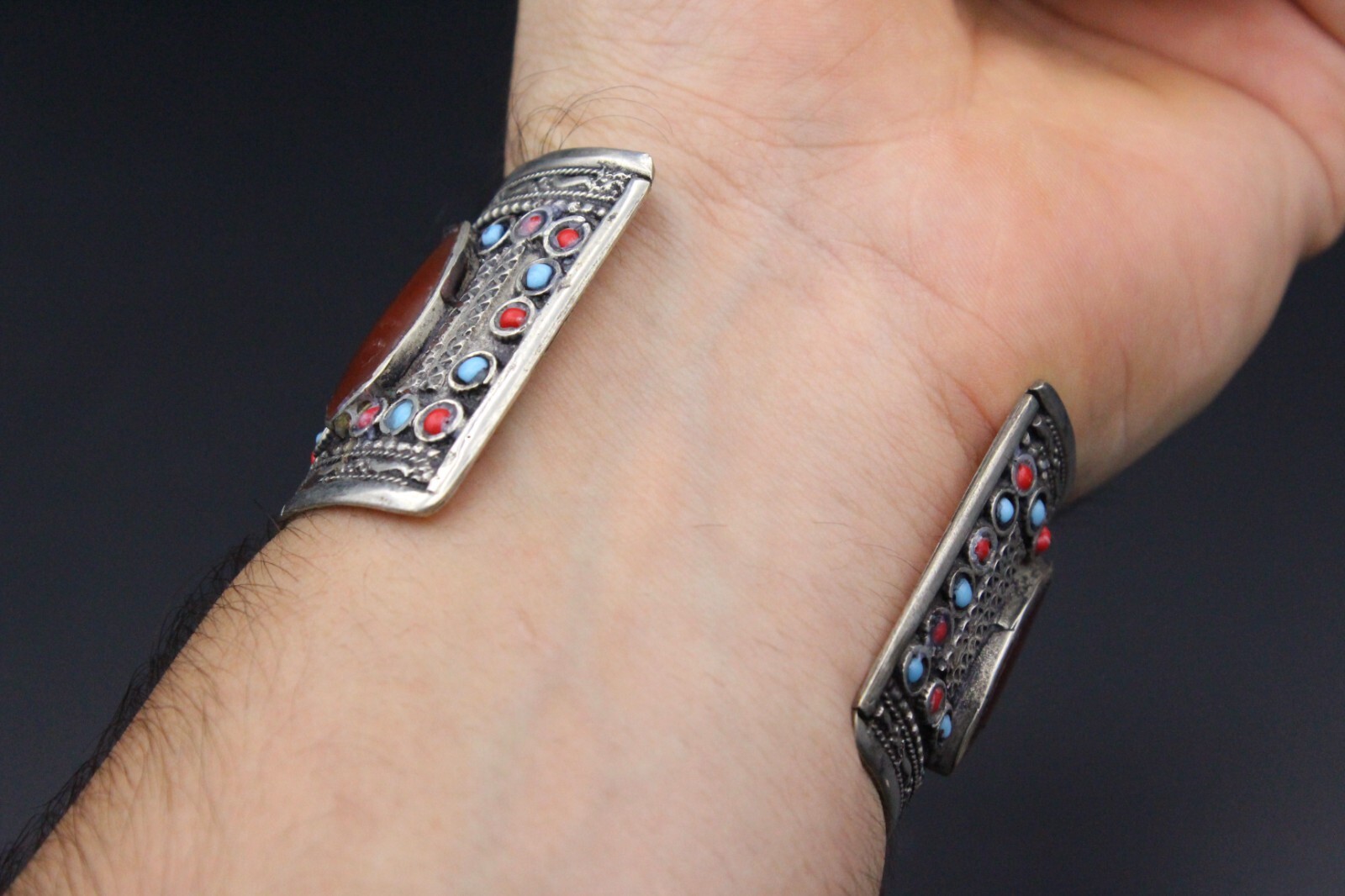 Kuchi Cuff Bracelet, Carnelian Stones Bracelet, Colorful Handmade Bracelet