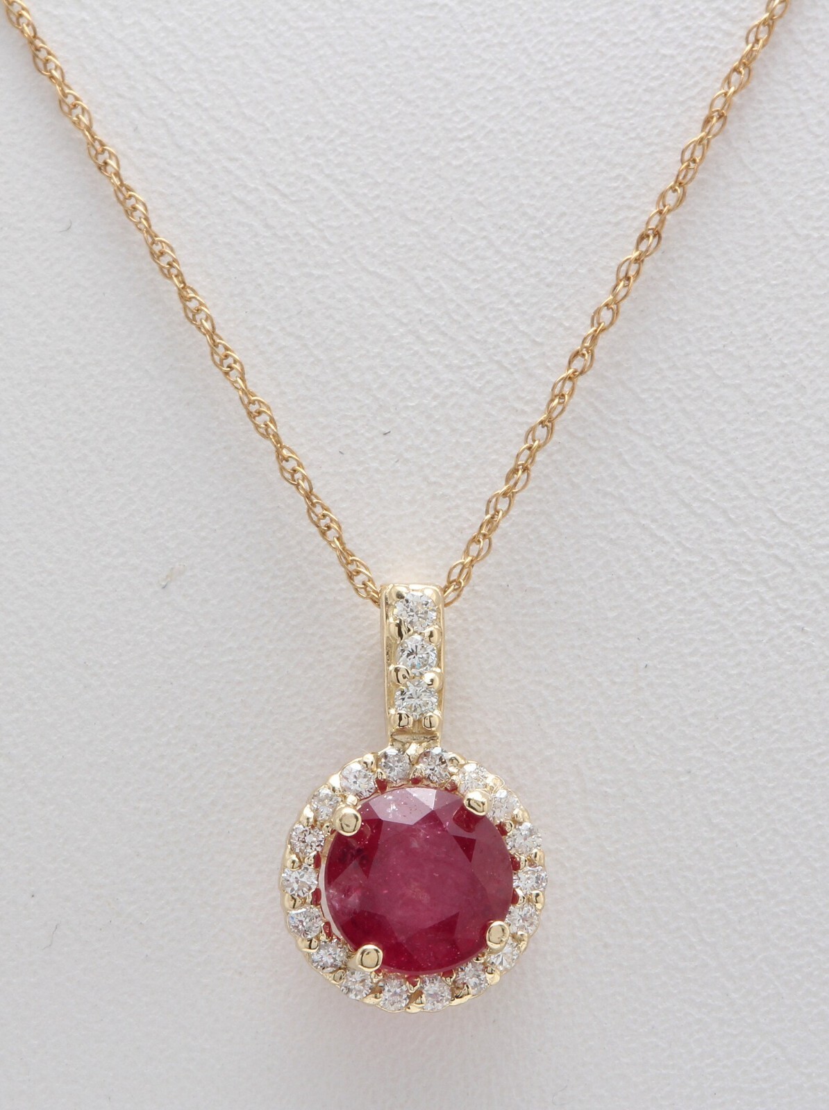1.75 Carat Natural Red Ruby and Moissanite Halo Pendant 14K Yellow Gold Over