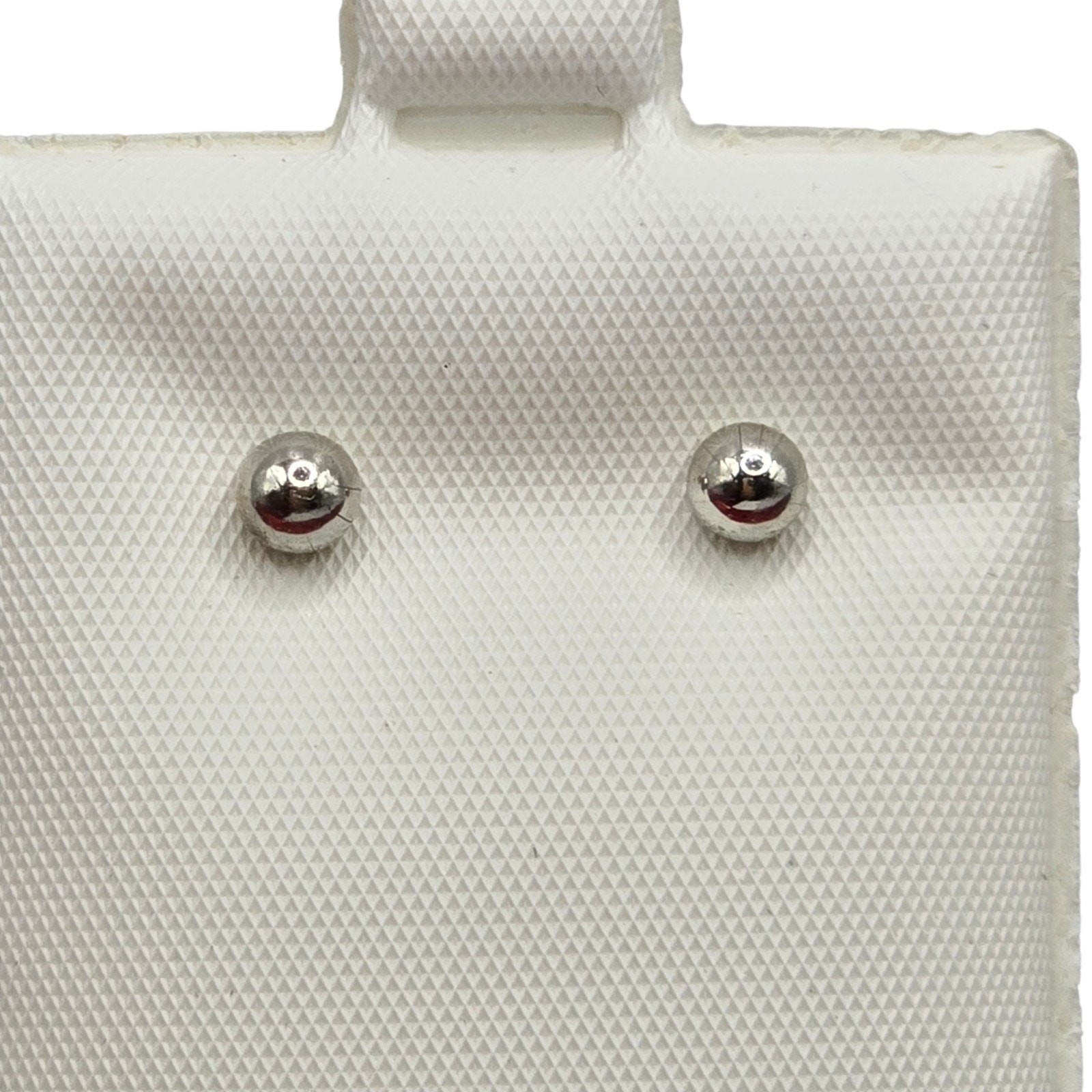Pierced Earrings Ball Silver Tone Small Minimalist 4mm SKU 2777