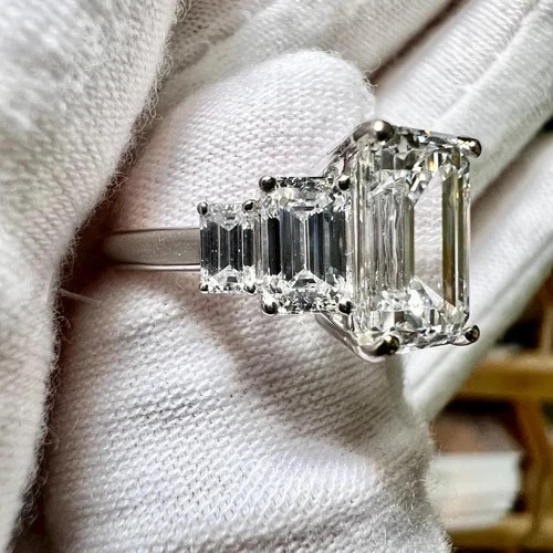 Timeless 4.50 Ct Emerald Cut Lab-Grown Diamond Engagement Ring in 14K White Gold