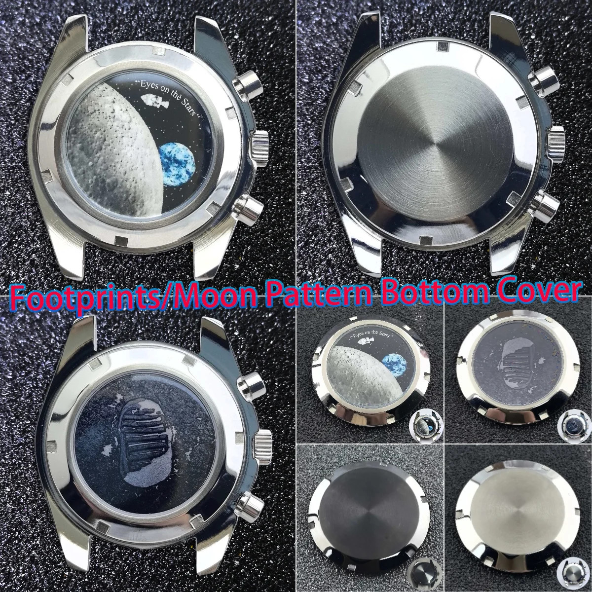 37mm Detachable Stainless Steel Back Cover Moon Pattern For VK63 Case