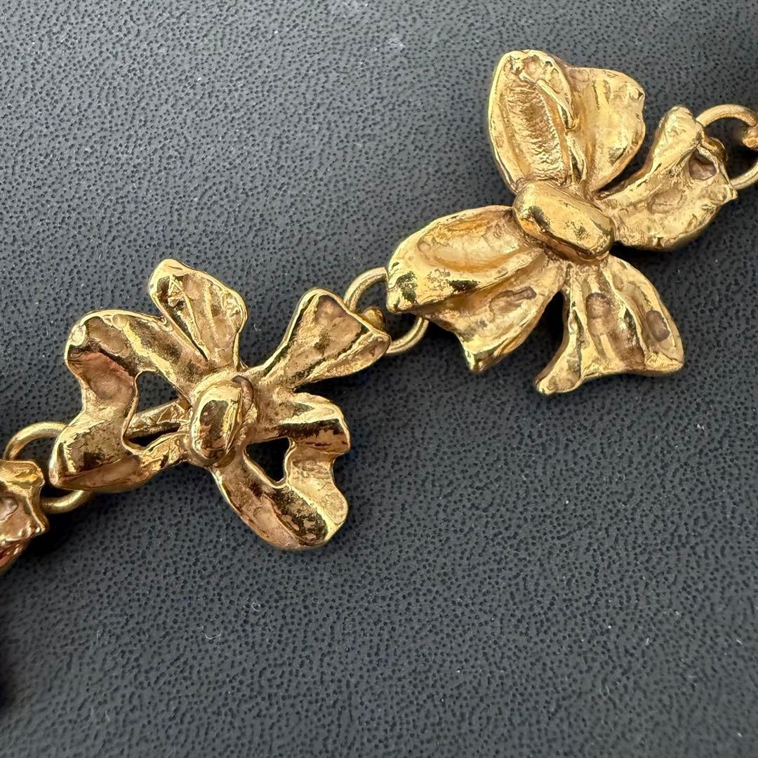 Yves Saint Laurent Vintage Ribbon Motif Bracelet Yellow Gold Women’s Jewelry JPN
