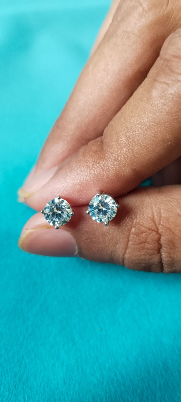 1.85 Carat Round Natural Diamond Studs 14k White Gold Basket style Earrings