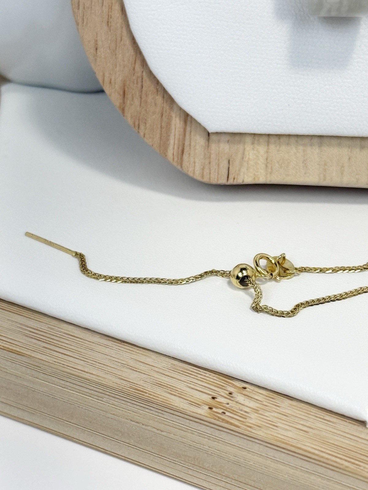 Hetian Jade Gray/White Banding Pendant Necklace 9.8/12.4MM 18IN Gold S925 Chain