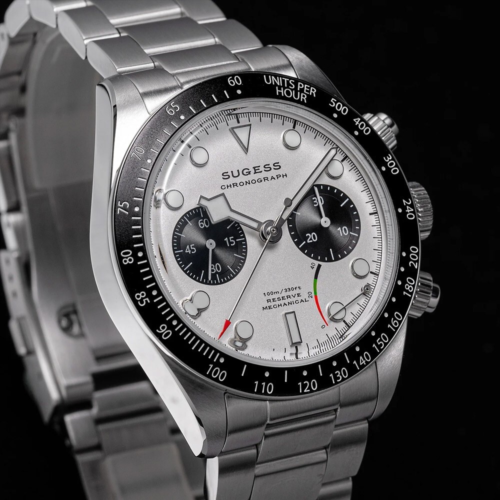 Sugess S457 Panda Mechanical Chronograph Steel White Black Sapphire Men’s Watch