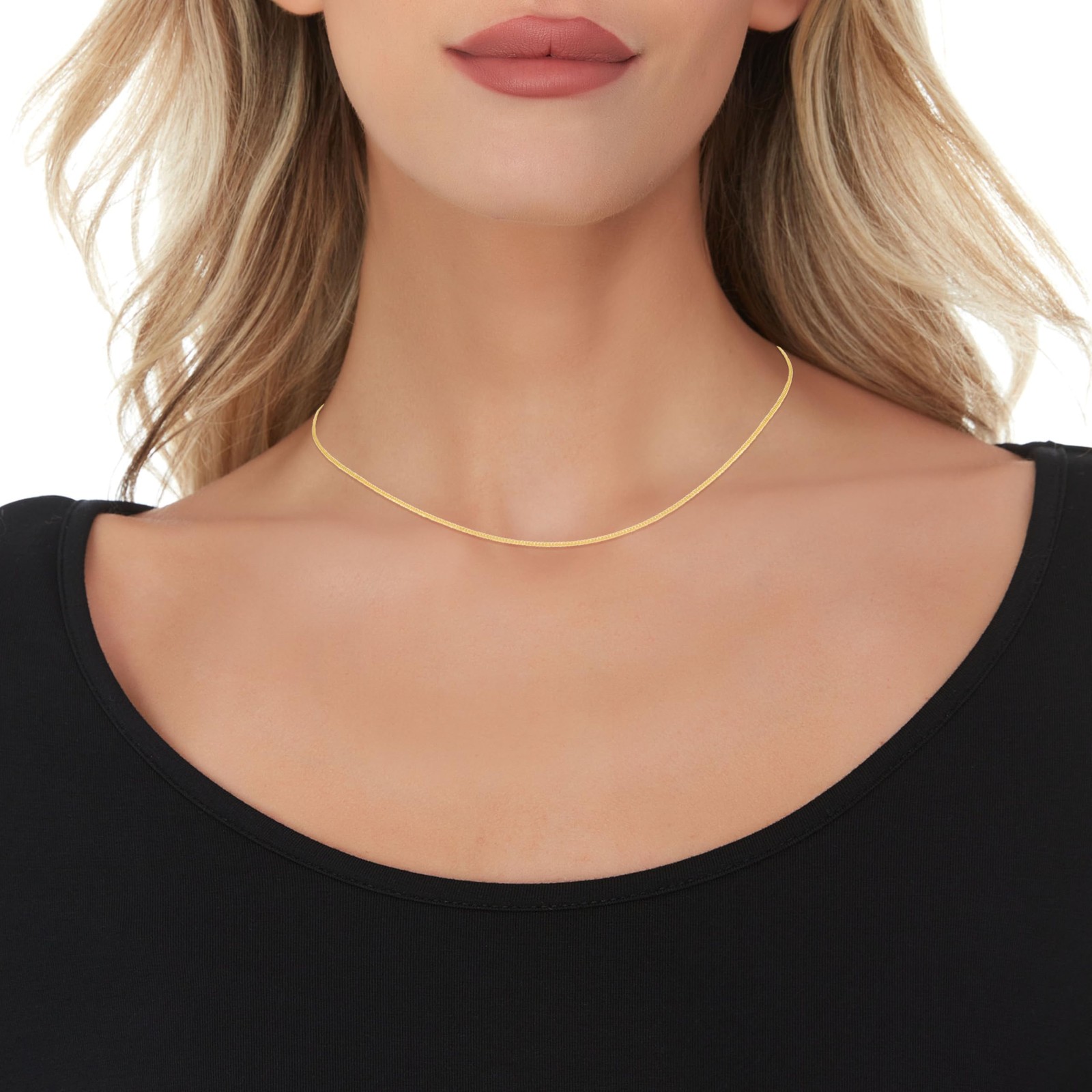 Floreo 10k Yellow Gold 1mm Solid Miami Cuban Gourmette Chain Necklace