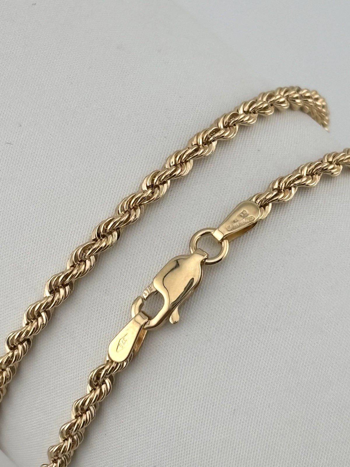 9ct Yellow Gold 2.8mm Italian Rope Chains 16 – 24 Inch Hallmarked