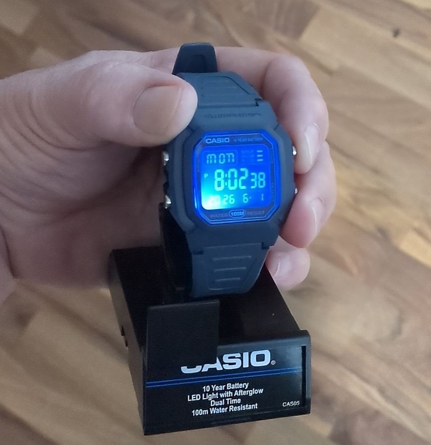 Casio W-800H Blue Case, Negative LCD Hydro Mod, LED Upgrade