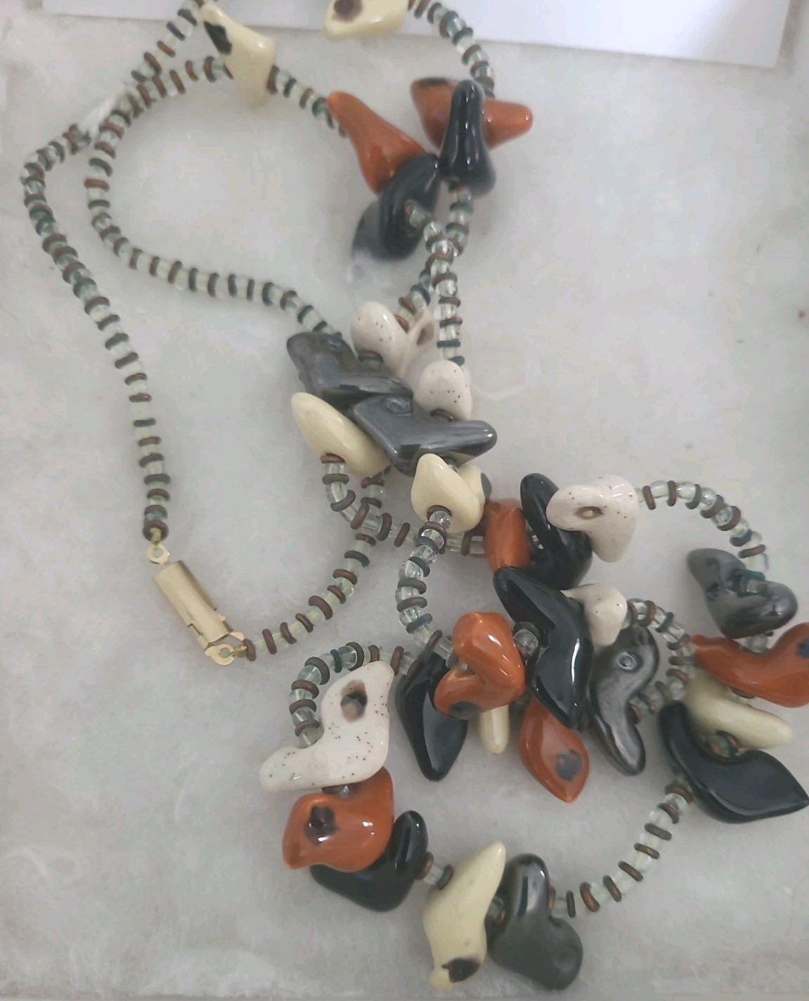 Kazuri Necklace Bird Bead Kenya Ceramic 35 Birds White Handmade
