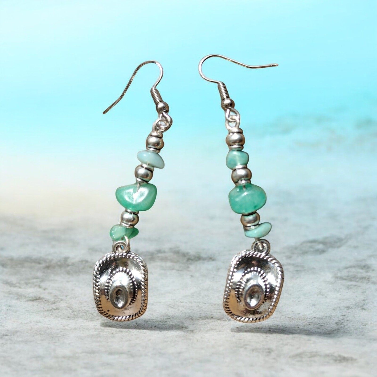 Dangle earrings with natural stone beads
