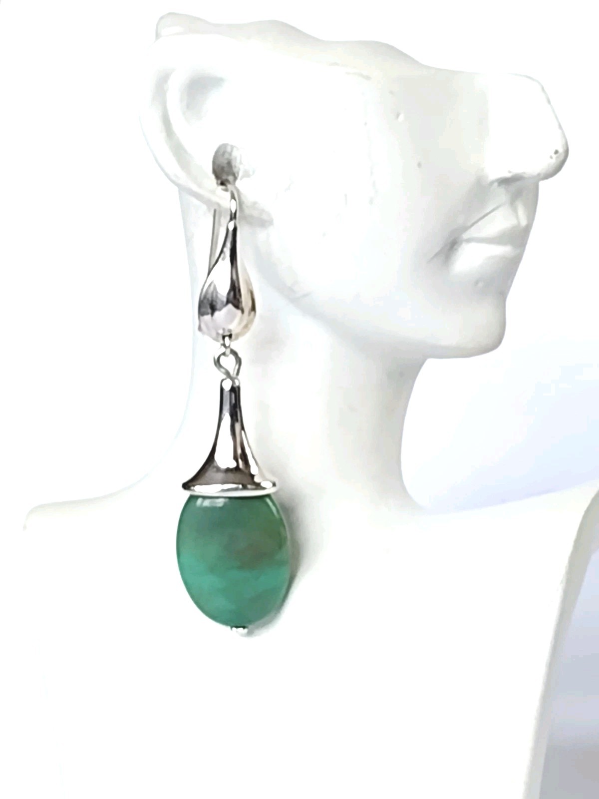 RLM Robert Lee Morris Sterling Turquoise Dangle Earrings 2″ 10g Hook or LeveBack